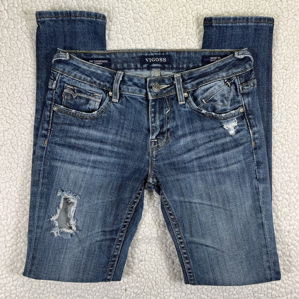 Vigoss Jeans Women's Size 25x27 (Actual 27x30)‎ Blue Thompson Tomboy Low Rise